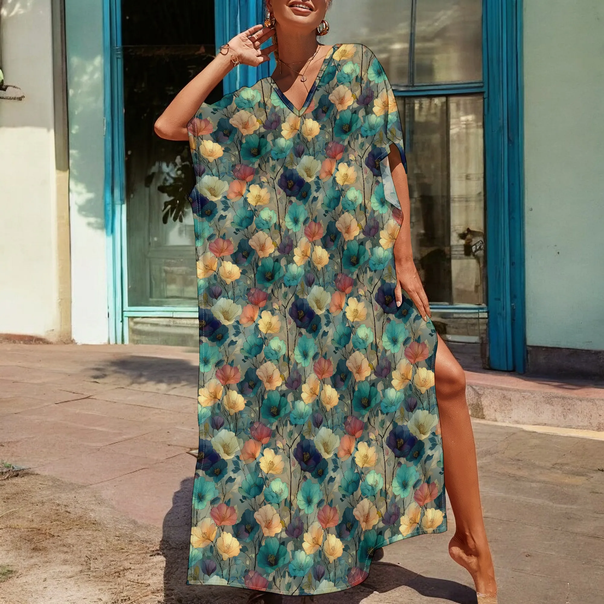 Artistic Floral Kaftan Dress for Women V-Neck Loose Fit Summer Maxi Dress 2025 Romantic Vintage Vacation Style S-3XL
Artistic Floral Kaftan Dress for Women V-Neck Loose Fit Summer Maxi Dress 2025 Romantic Vintage Vacation Style S-3XL