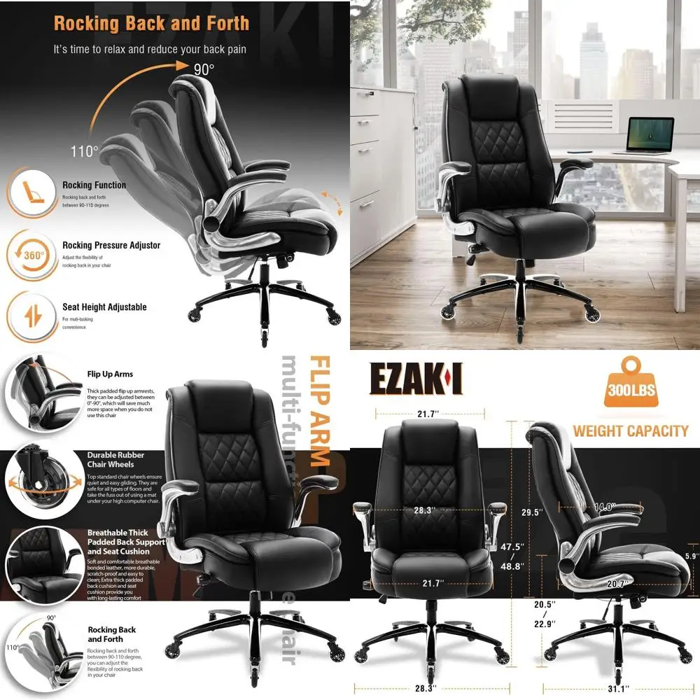 Эргономичное офисное кресло с высокой спинкой, регулируемыми подлокотниками, поясничной опорой и бесшумными колесиками для комфортной работы
Эргономичное офисное кресло с высокой спинкой, регулируемыми подлокотниками, поясничной опорой и бесшумными колесиками для комфортной работы