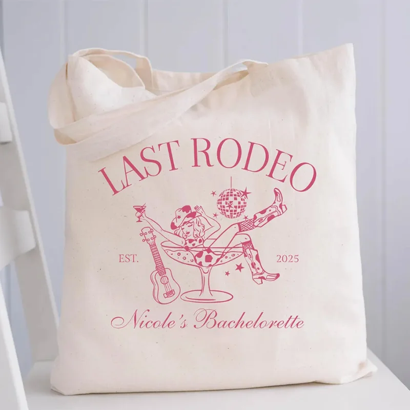 Personalized Custom name Last Rodeo Bachelorette Tote Bag Bridal Shower Wedding Day Engagement Gift Bachelorette Party decorate
Personalized Custom name Last Rodeo Bachelorette Tote Bag Bridal Shower Wedding Day Engagement Gift Bachelorette Party decorate