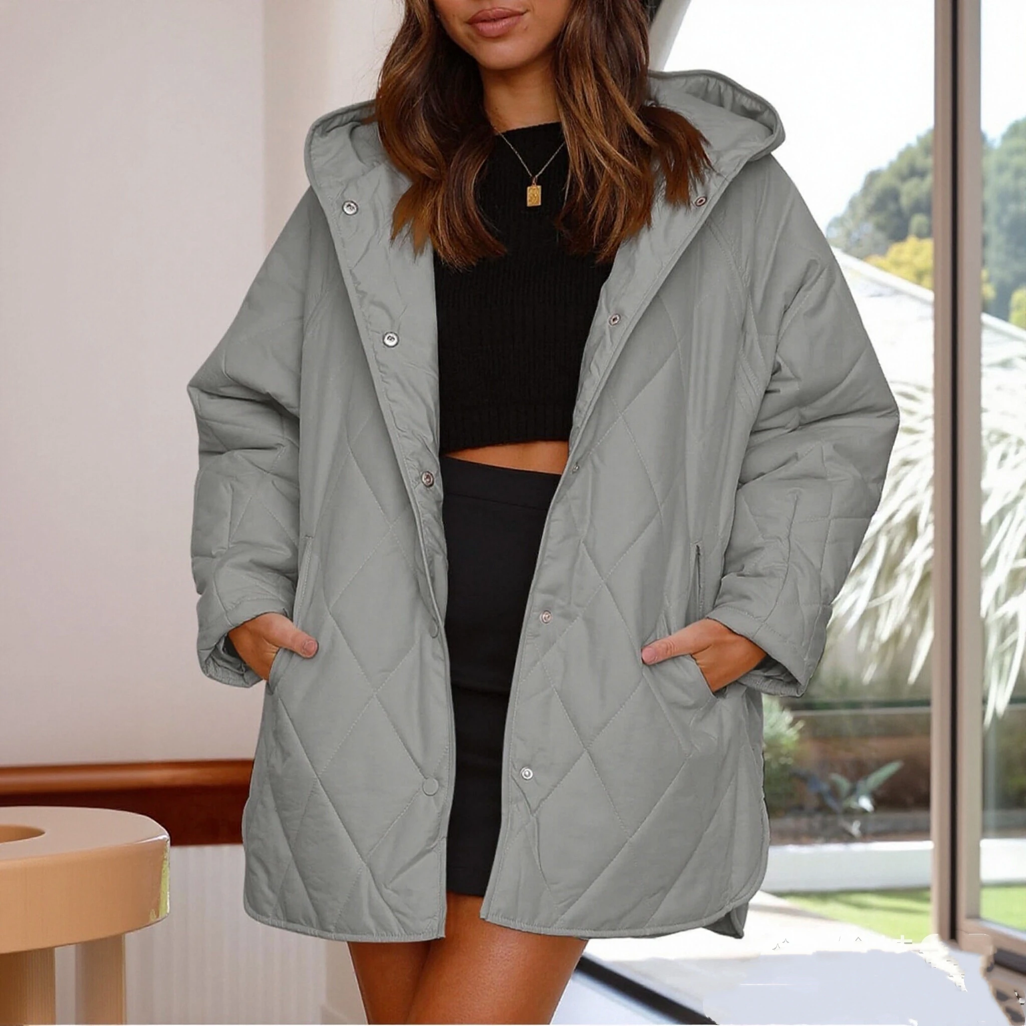 Women Casual Diamond Quilted Coat Autumn Winter Solid Hooded Thick Jackets Office Lady Long Sleeve Outfit Clothes Street Coats
Women Casual Diamond Quilted Coat Autumn Winter Solid Hooded Thick Jackets Office Lady Long Sleeve Outfit Clothes Street Coats