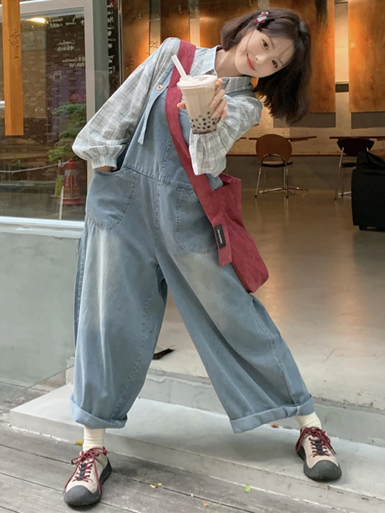 plus Size Women's Plaid Shirt And Denim Overalls Slimming Set Korean Style Loose Fit Spring Autumn Fashion Casual Wear
plus Size Women's Plaid Shirt And Denim Overalls Slimming Set Korean Style Loose Fit Spring Autumn Fashion Casual Wear