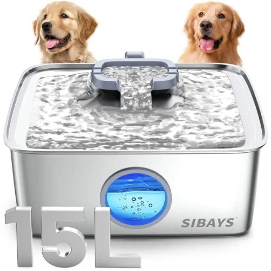 4Gal/15L Dog Water Fountain for Large Dogs Multi-Pet Use, Stainless Steel, Silver, Quiet Automatic Dispenser with Water Level L
4Gal/15L Dog Water Fountain for Large Dogs Multi-Pet Use, Stainless Steel, Silver, Quiet Automatic Dispenser with Water Level L