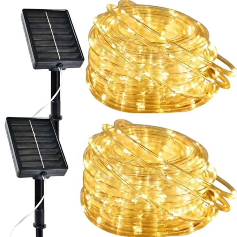 Solar Rope Lights Outdoor, 2 Packs Total 144Feet 400LED Solar String Lights with 8 Lighting Modes, Waterproof Solar Powered Fai
Solar Rope Lights Outdoor, 2 Packs Total 144Feet 400LED Solar String Lights with 8 Lighting Modes, Waterproof Solar Powered Fai
