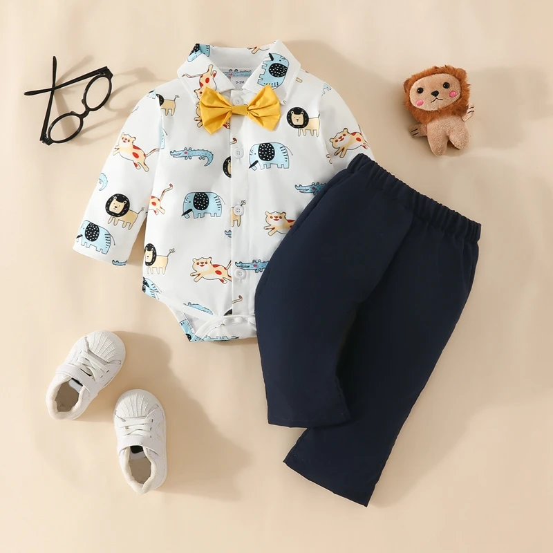 Baby Boys 2Pcs Gentleman Outfits Long Sleeve Animal Print Bowtie Shirt Pants Set Newborn Clothes
Baby Boys 2Pcs Gentleman Outfits Long Sleeve Animal Print Bowtie Shirt Pants Set Newborn Clothes