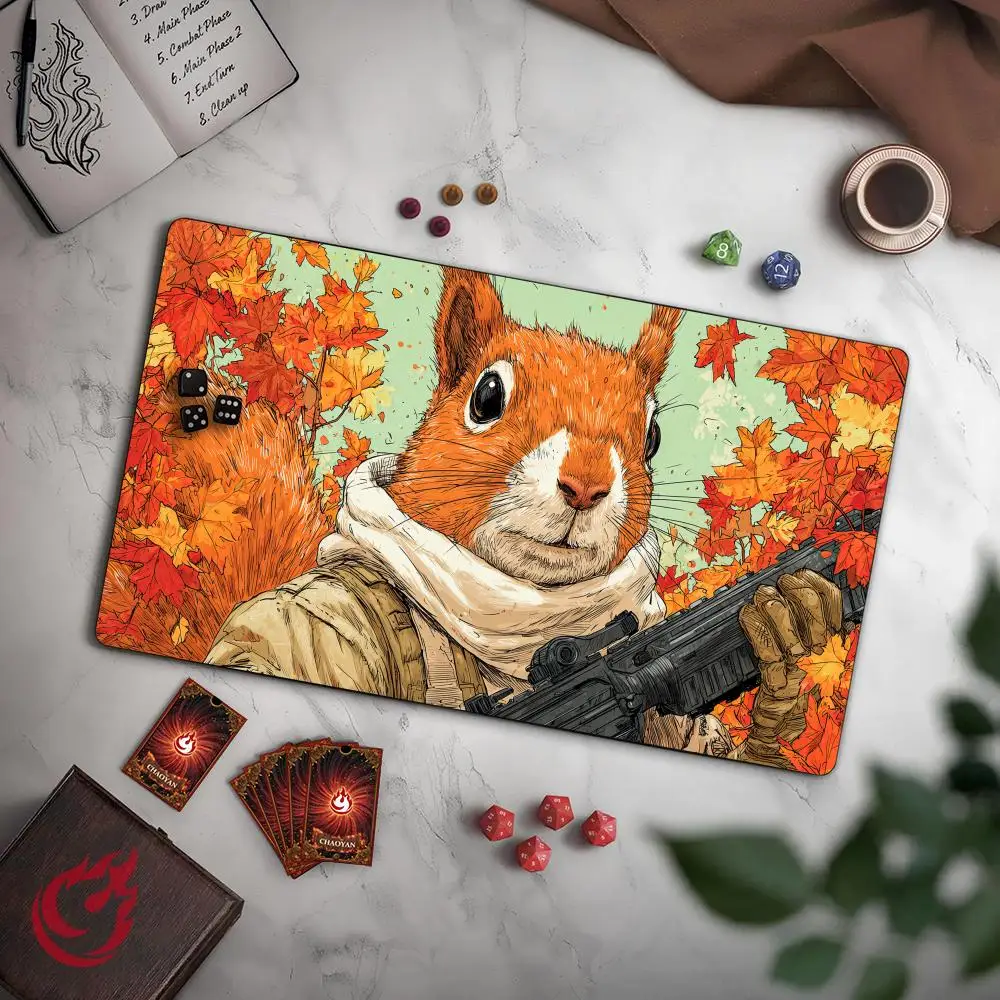 Squirrel Special Forces MTG Playmat Magic Card Mat with Stitched Edge Non-Slip Durable Tabletop playmat Board Game Mat for TCG