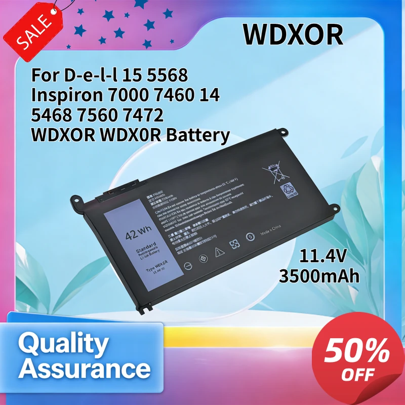 3500mAh Compatible with D-e-l-l 15 5568 Inspiron 7000 7460 14 5468 7560 7472 WDXOR WDX0R Battery
3500mAh Compatible with D-e-l-l 15 5568 Inspiron 7000 7460 14 5468 7560 7472 WDXOR WDX0R Battery