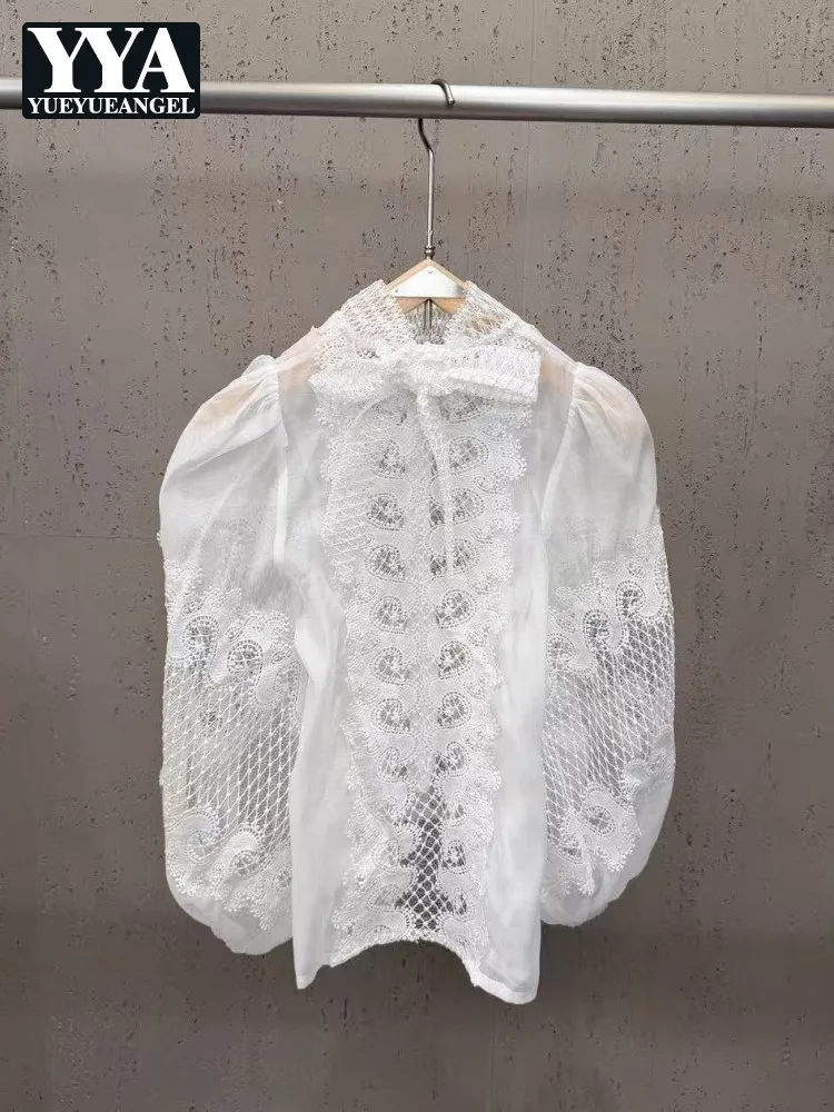 Hot Sale Summer Womens Lace Patchwork Shirts Embroidered Lantern Sleeve Shirt Female Stand Collar Hollow Out Thin Leisure Tops
Hot Sale Summer Womens Lace Patchwork Shirts Embroidered Lantern Sleeve Shirt Female Stand Collar Hollow Out Thin Leisure Tops