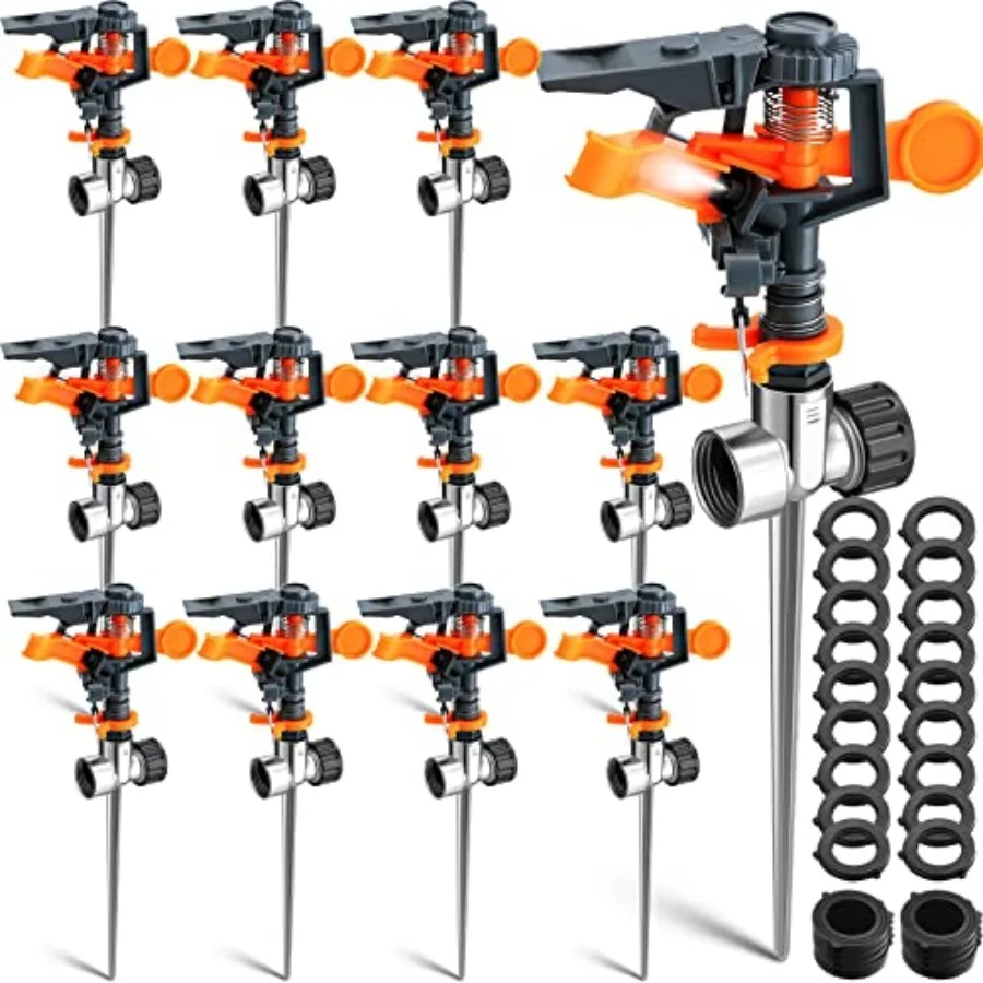 12 Pack Pulsating Sprinklers with Metal Spike 360° Adjustable Rotating Impact Sprinkler Large Area Coverage Sprinklers for Yard
12 Pack Pulsating Sprinklers with Metal Spike 360° Adjustable Rotating Impact Sprinkler Large Area Coverage Sprinklers for Yard