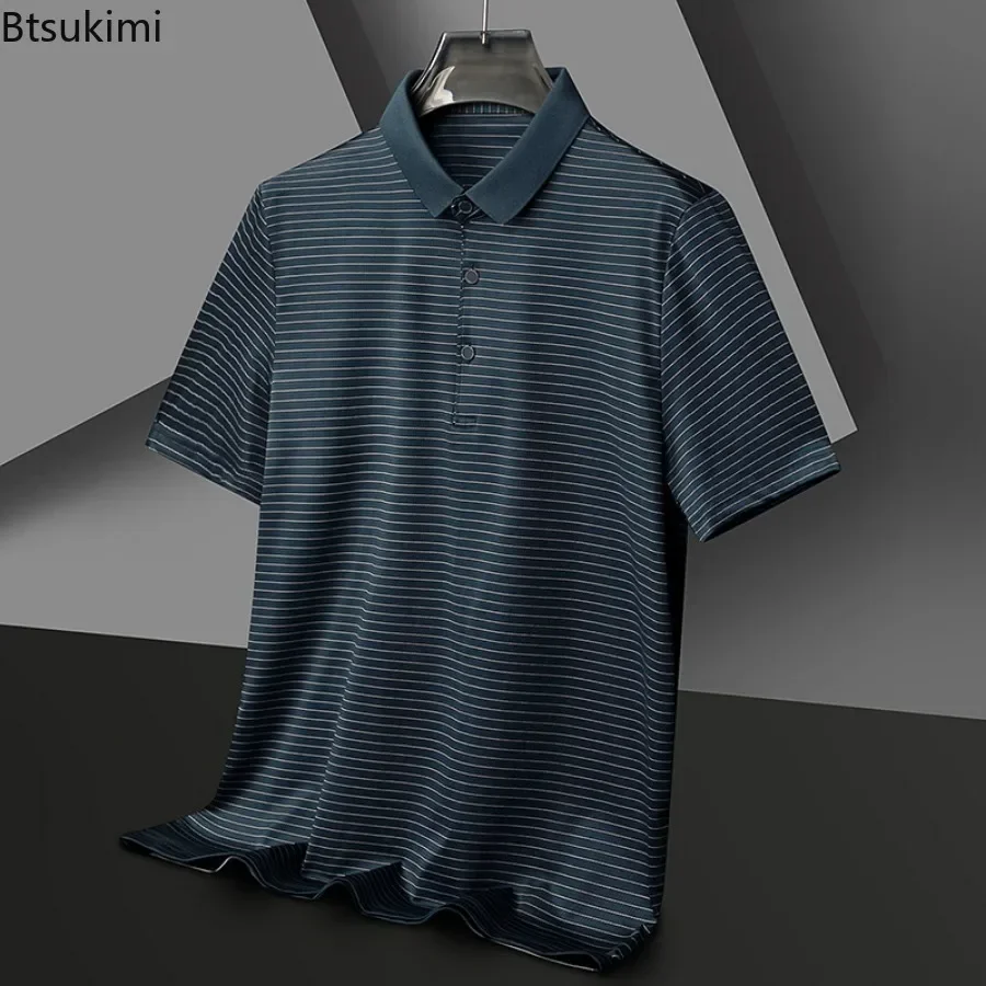 Summer New Ice Silk Polo Shirts Men's Short Sleeve Lapel Striped Printing Business Casual T-shirt Breathable All Match Tops Male
Summer New Ice Silk Polo Shirts Men's Short Sleeve Lapel Striped Printing Business Casual T-shirt Breathable All Match Tops Male