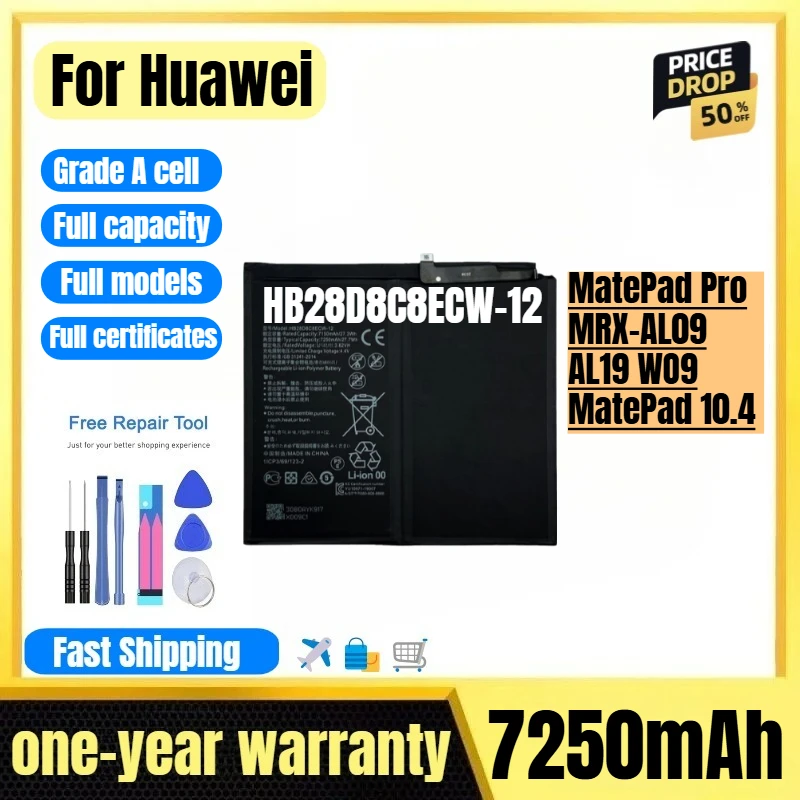 HB28D8C8ECW-12 for Huawei MatePad Pro/MRX-AL09AL19WO9/MatePad 10.4 Tablet Battery High Quality High Capacity Replacement Bateria
HB28D8C8ECW-12 for Huawei MatePad Pro/MRX-AL09AL19WO9/MatePad 10.4 Tablet Battery High Quality High Capacity Replacement Bateria
