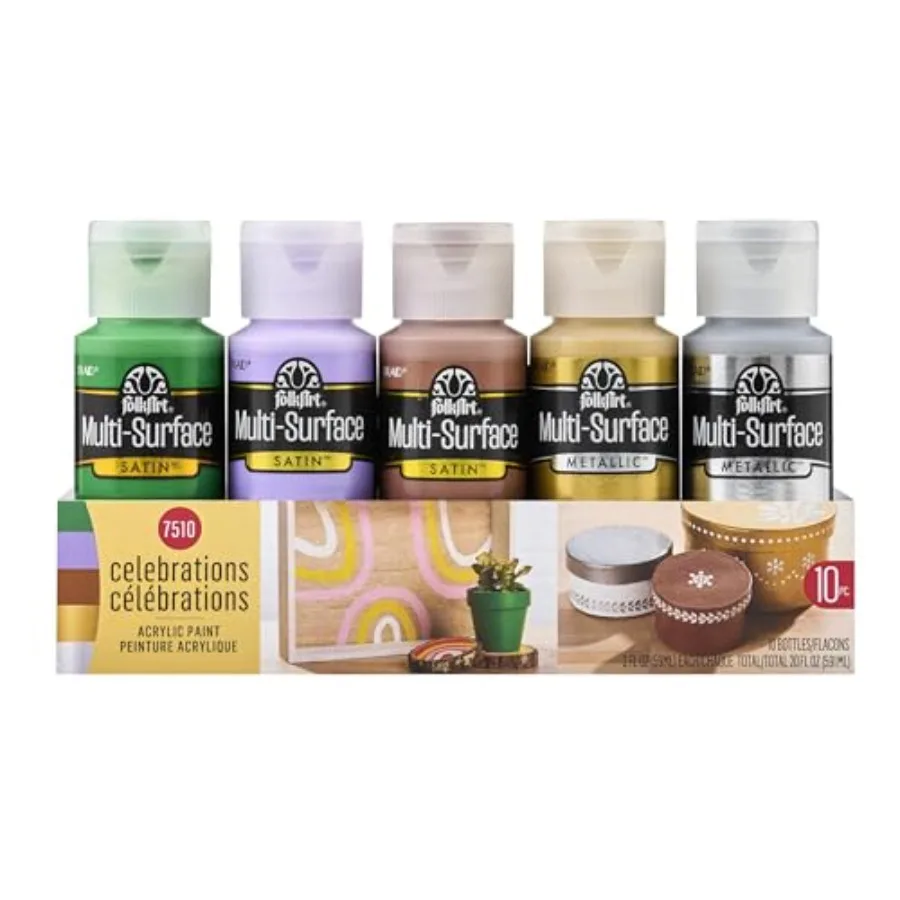Color, 10 Bottle Multi-Surface Acrylic Paint Set, 2oz, Celebrations, 20 Fl Oz Pack of 1
Color, 10 Bottle Multi-Surface Acrylic Paint Set, 2oz, Celebrations, 20 Fl Oz Pack of 1