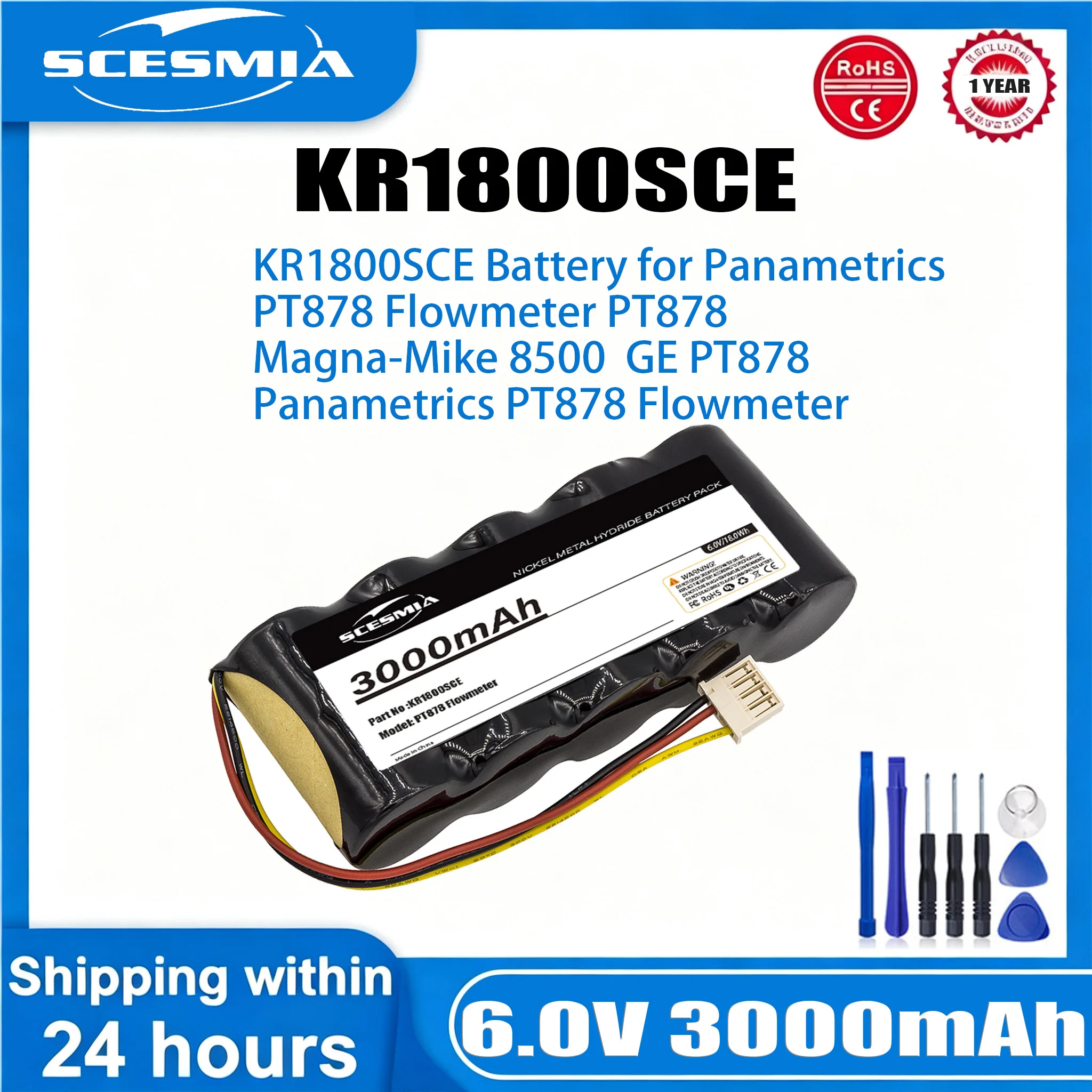 Survey,Test Battery 6V/3000mAh KR1800SCE, 200-081 for GE Panametrics PT878 Flowmeter, Magna-Mike 8500
Survey,Test Battery 6V/3000mAh KR1800SCE, 200-081 for GE Panametrics PT878 Flowmeter, Magna-Mike 8500