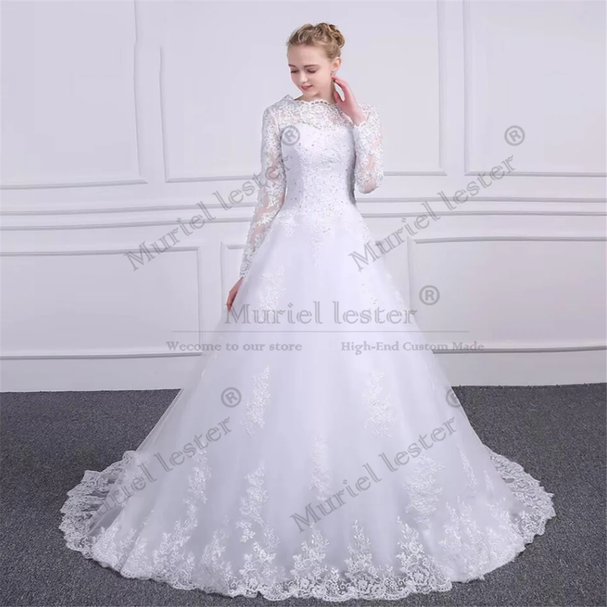 Elegant A Line Wedding Dresses For Bride Lace Appliques Beaded Bridal Gowns Customized Scoop Neck Bride Marriage Party Clothing
Elegant A Line Wedding Dresses For Bride Lace Appliques Beaded Bridal Gowns Customized Scoop Neck Bride Marriage Party Clothing