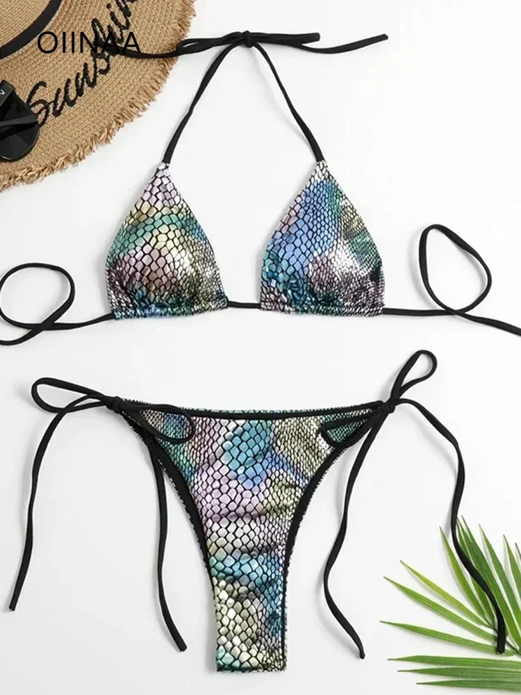 OIINAA Bathing Suit Women Sexy Zebra Striped Bikini Set Fish Scales Shiny Beachwear Summer Two-pieces Halter Lace Up Swimwear
OIINAA Bathing Suit Women Sexy Zebra Striped Bikini Set Fish Scales Shiny Beachwear Summer Two-pieces Halter Lace Up Swimwear