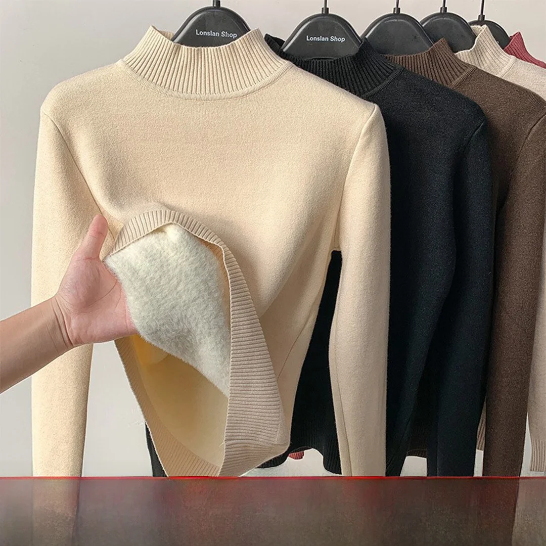 Women's Thickened Fleece Lined Sweater High Neck Inner Shirt Trendy Base Layer Shirt Commute Style Color Polyester Fiber
Women's Thickened Fleece Lined Sweater High Neck Inner Shirt Trendy Base Layer Shirt Commute Style Color Polyester Fiber
