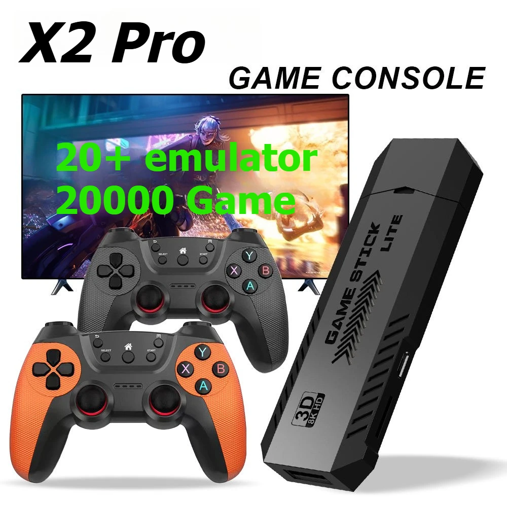 X2 Pro NEW Retro Video Game Stick 2.4G Wireless Dual Controller TV Game Console 20000 Games Two Player Game Console
X2 Pro NEW Retro Video Game Stick 2.4G Wireless Dual Controller TV Game Console 20000 Games Two Player Game Console