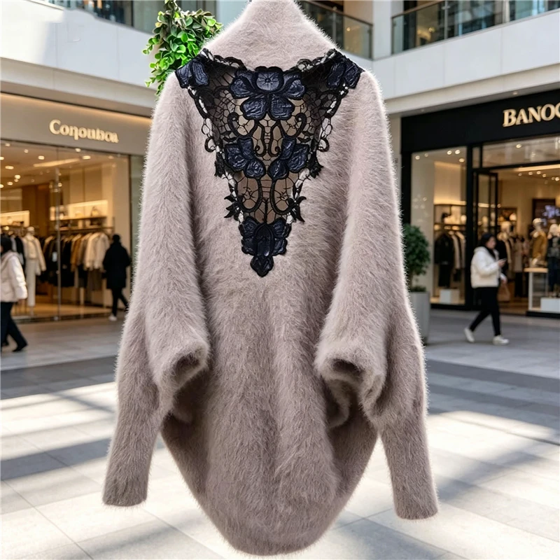 Ladies Women Autumn Winter Fashion Lace Hairy Mink Cashmere Knitted Long Batwing Sleeves Loose Cardigans Mantle Sweater Jacket
Ladies Women Autumn Winter Fashion Lace Hairy Mink Cashmere Knitted Long Batwing Sleeves Loose Cardigans Mantle Sweater Jacket