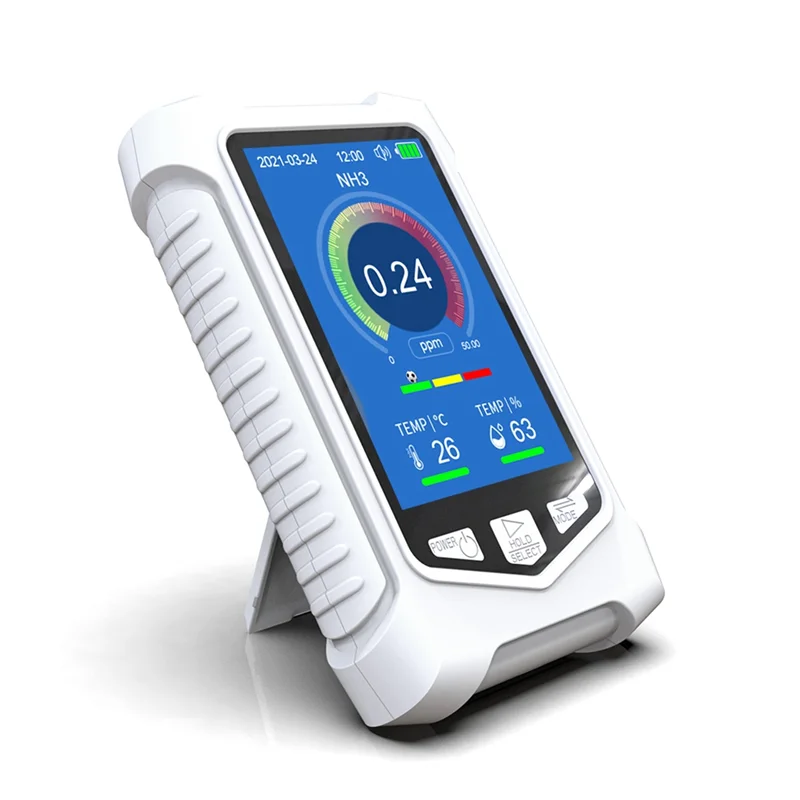 A04I Air Quality Monitor, Ammonia Test Meter 3.5 Inch LCD NH3 Concentration Tester Ammonia Detector Ammonia Alarm Device 
A04I Air Quality Monitor, Ammonia Test Meter 3.5 Inch LCD NH3 Concentration Tester Ammonia Detector Ammonia Alarm Device