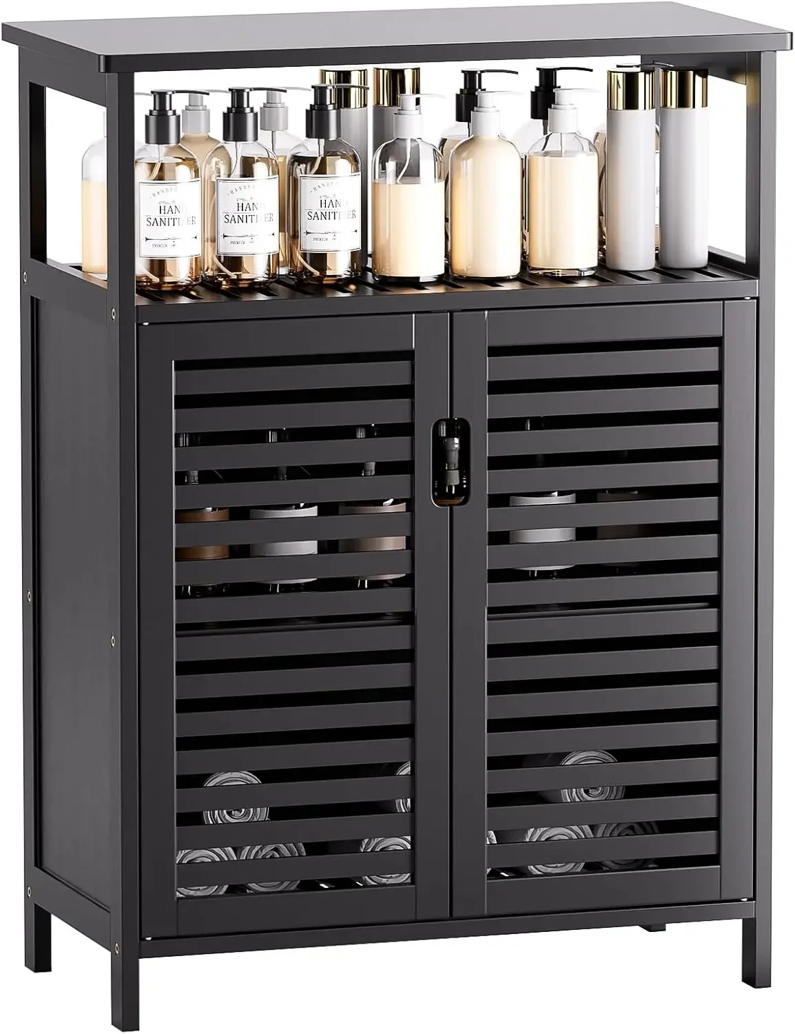 Black Bathroom Storage Cabinet, Freestanding Bamboo Floor Cabinet 4 Tier Tall Kitchen Cupboard with Door and Shelves
Black Bathroom Storage Cabinet, Freestanding Bamboo Floor Cabinet 4 Tier Tall Kitchen Cupboard with Door and Shelves