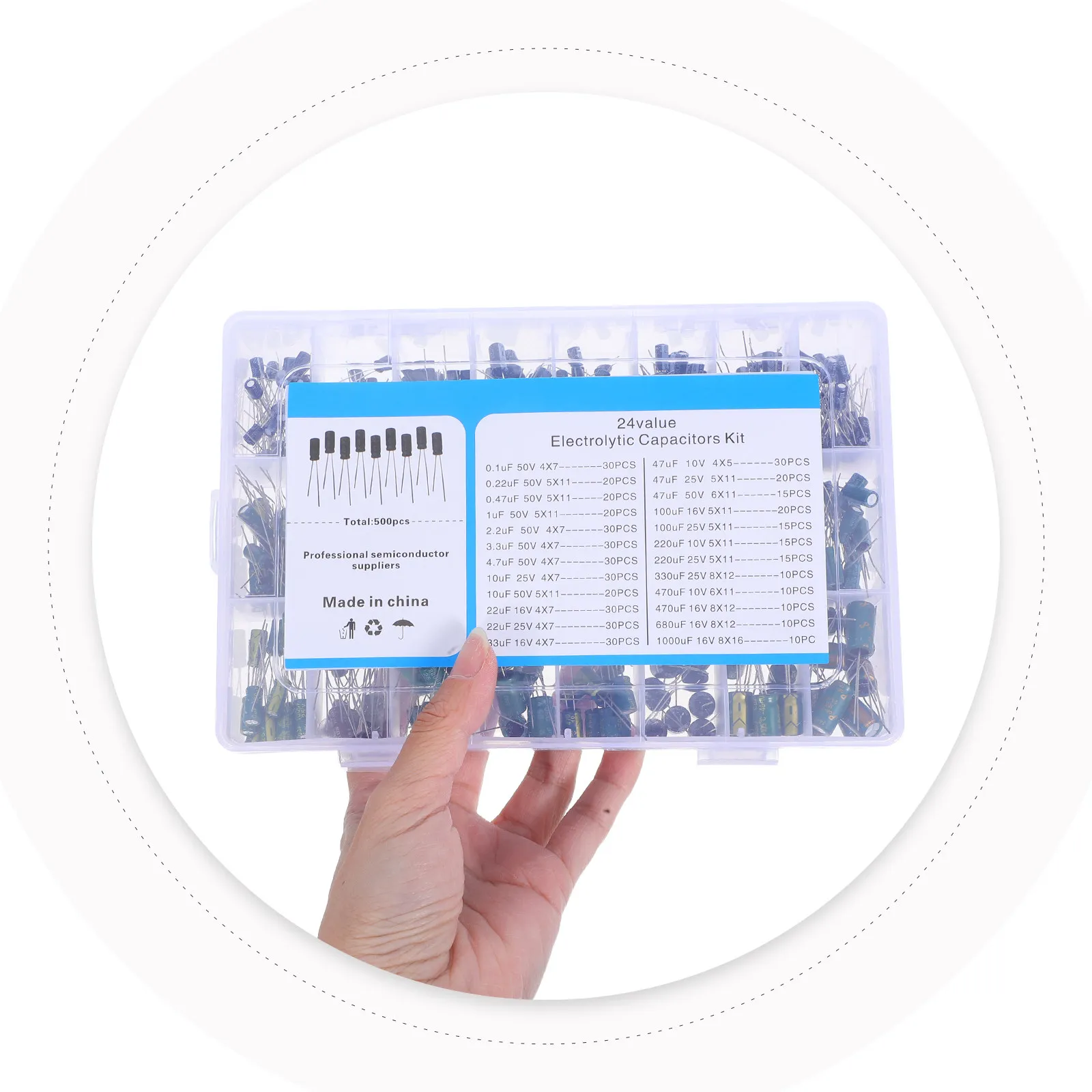 500Pcs Electrolytic Capacitor Assortment Kit Aluminum Capacitors 0.1uf-1000uf for DIY Electronics Repair LCD Monitor Radio
500Pcs Electrolytic Capacitor Assortment Kit Aluminum Capacitors 0.1uf-1000uf for DIY Electronics Repair LCD Monitor Radio