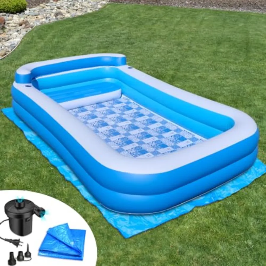 Inflatable Pool w/Bench Seat for backyard use PVC material blue color fast setup with electric pump and reinforced seams
Inflatable Pool w/Bench Seat for backyard use PVC material blue color fast setup with electric pump and reinforced seams