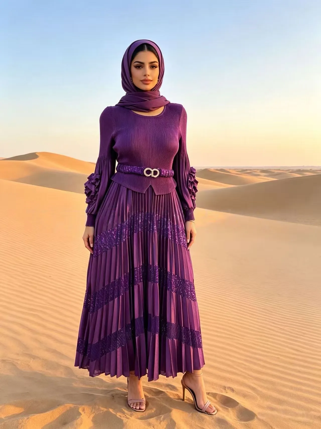 Miyake Crumpled New Fashion Elegant Petal Sleeve Dress Sequin Splicing Temperament Elegant Loose Women's Clothing Dress
Miyake Crumpled New Fashion Elegant Petal Sleeve Dress Sequin Splicing Temperament Elegant Loose Women's Clothing Dress