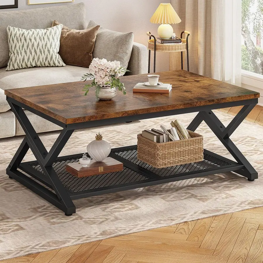 Coffee Table with Storage, Modern Coffee Tables for Living Room with Mesh Shelf, 2 Tier Rectangular Center Table for Living Room
Coffee Table with Storage, Modern Coffee Tables for Living Room with Mesh Shelf, 2 Tier Rectangular Center Table for Living Room