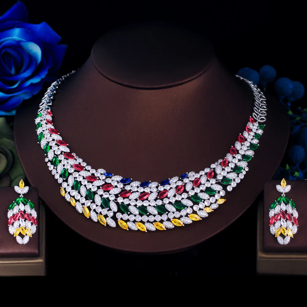 BeaQueen Sparkling Colorful CZ Multi-layer Chunky Necklace Earring 2pcs Dubai Jewelry Set for Women Summer Beach Holiday JS416
BeaQueen Sparkling Colorful CZ Multi-layer Chunky Necklace Earring 2pcs Dubai Jewelry Set for Women Summer Beach Holiday JS416