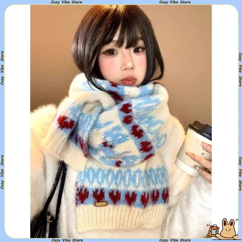 Жаккардовый синий вязаный шарф Fair Isle Heart, женский зимний утолщенный теплый морозостойкий ветрозащитный мягкий уличный дорожный шарф
Жаккардовый синий вязаный шарф Fair Isle Heart, женский зимний утолщенный теплый морозостойкий ветрозащитный мягкий уличный дорожный шарф