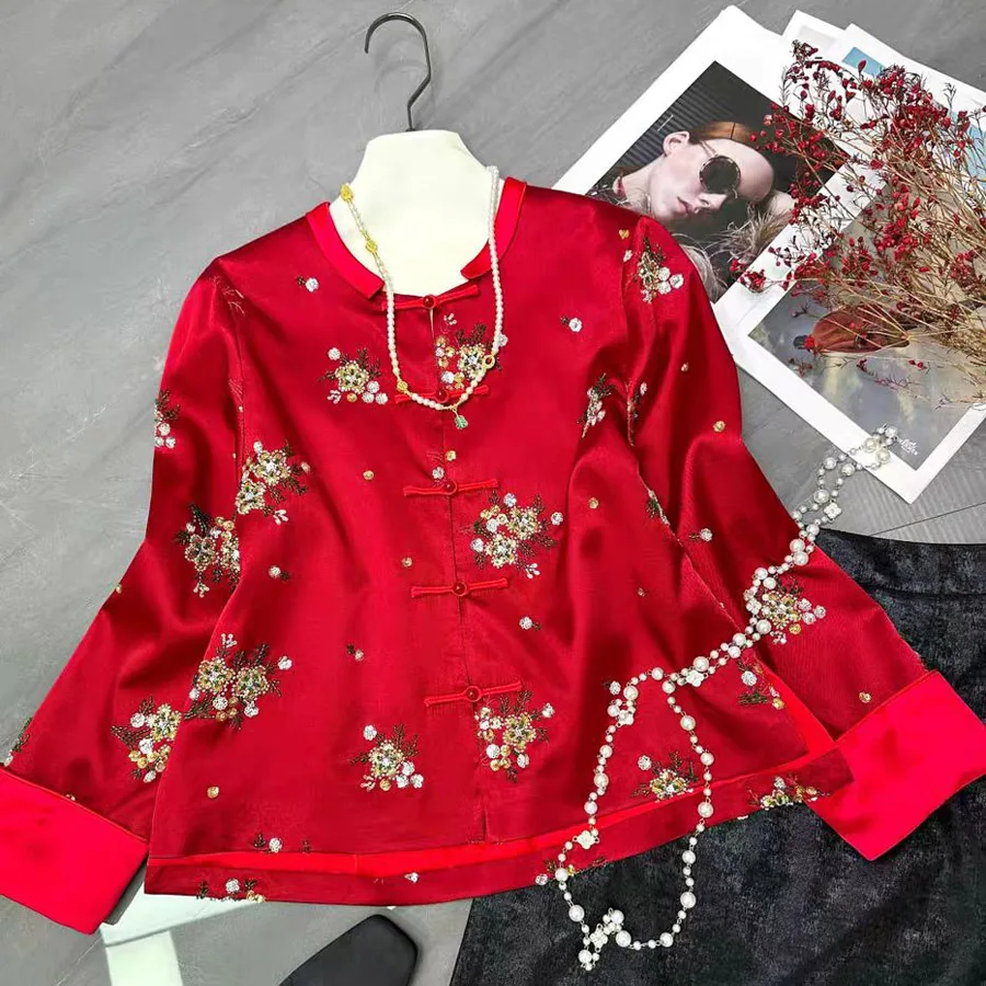 High-end Women Coat Retro New Year Beading Flowers Elegant Lady Spring Autumn Acetate Jacket Female S-XXL
High-end Women Coat Retro New Year Beading Flowers Elegant Lady Spring Autumn Acetate Jacket Female S-XXL