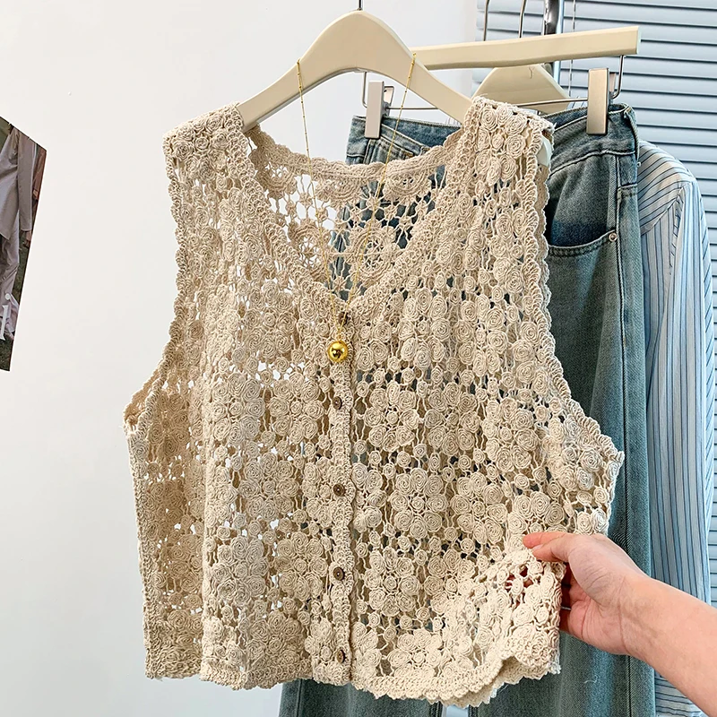 Retro Lace Hollow out Trim Women's Summer Bohemian Fashion Versatile Open Cardigan Vest Breathable Cotton Linen Blend V-Neck
Retro Lace Hollow out Trim Women's Summer Bohemian Fashion Versatile Open Cardigan Vest Breathable Cotton Linen Blend V-Neck