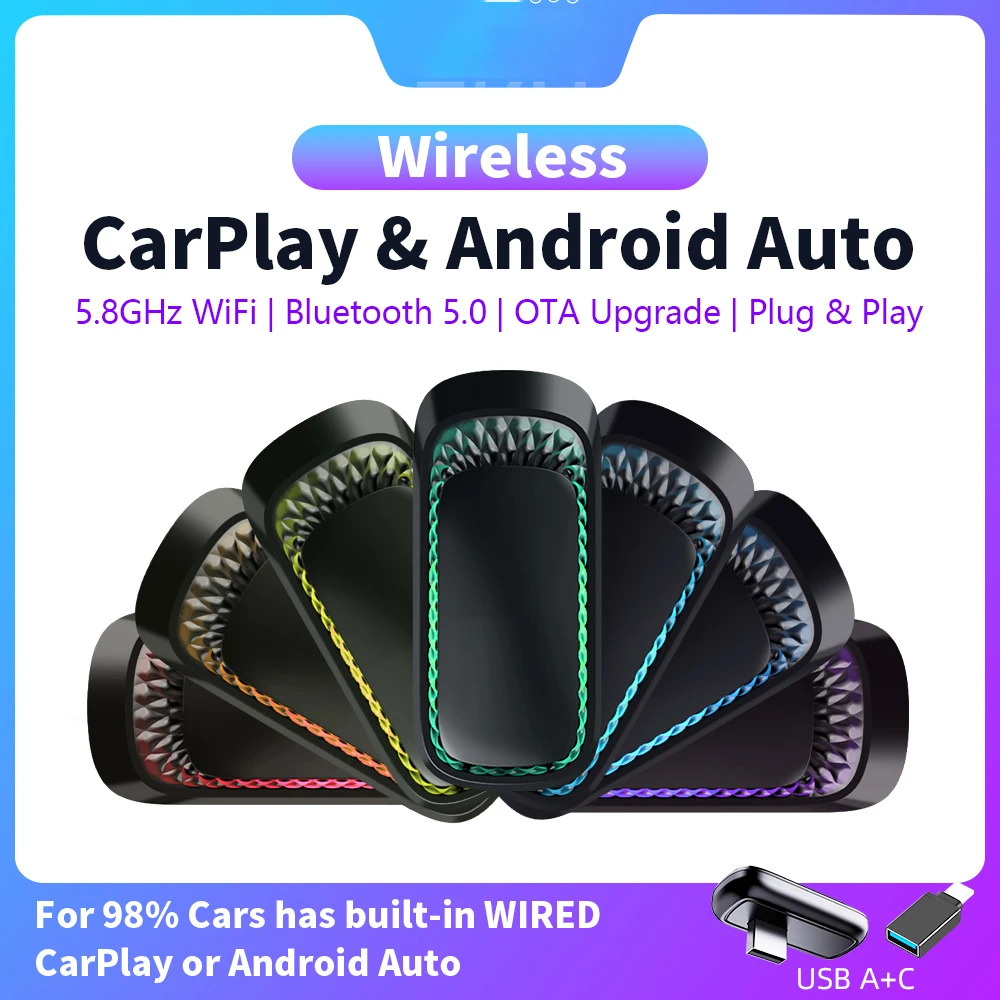 2-in-1 RGB Wireless CarPlay Adapter Smart Box USB Android Auto A2A Dongle Bluetooth WiFi for Cars with Wired CarPlay System
2-in-1 RGB Wireless CarPlay Adapter Smart Box USB Android Auto A2A Dongle Bluetooth WiFi for Cars with Wired CarPlay System