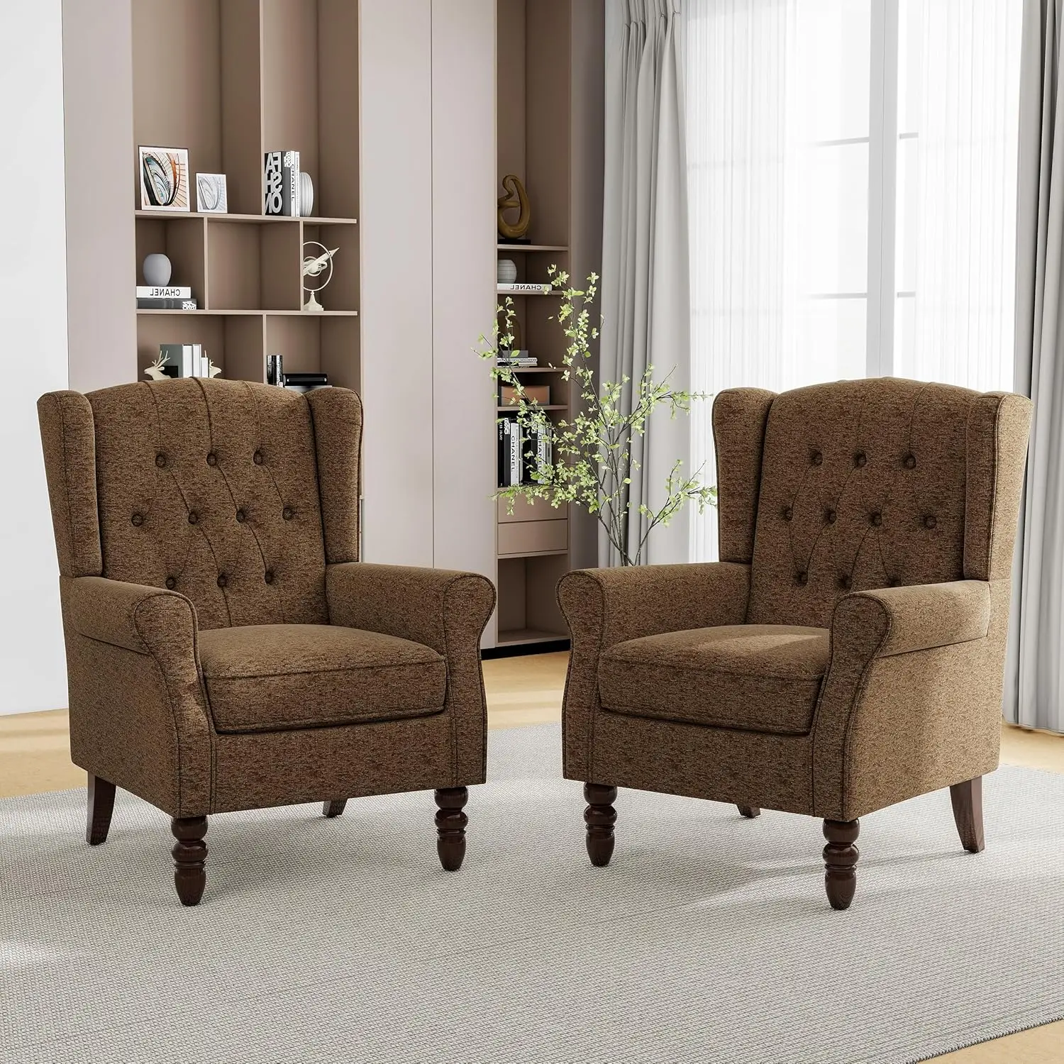 Mid-Century Wingback Chair Set Upholstered Solid Wood Legs High Back Lounge Living Room Bedroom Office 2pcs,Customized
Mid-Century Wingback Chair Set Upholstered Solid Wood Legs High Back Lounge Living Room Bedroom Office 2pcs,Customized