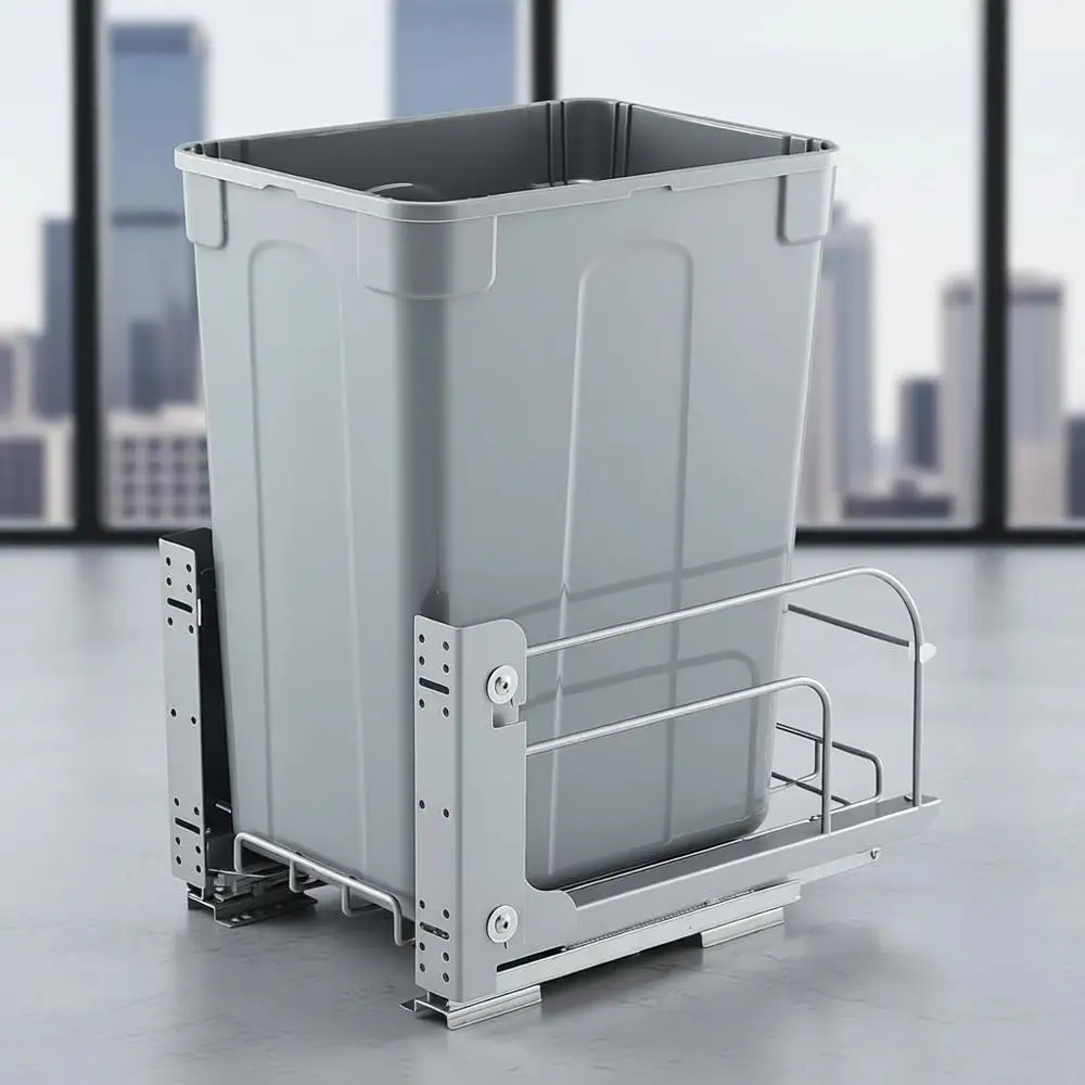 35-Quart Pullout Trash Bin, Under-Counter Waste Container with Sliding Metal System and Door Kit
35-Quart Pullout Trash Bin, Under-Counter Waste Container with Sliding Metal System and Door Kit