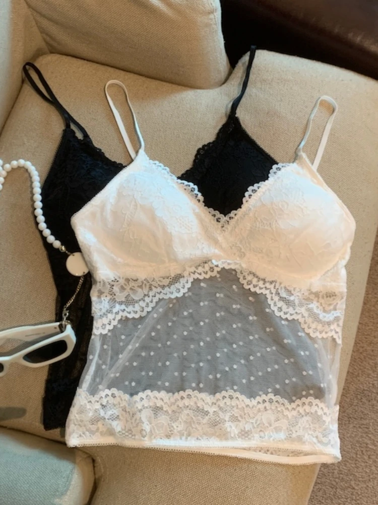 Sexy Lace Mesh Strap Vest Women's Summer New Pure Desire Hollow out Top Self-Preserved Style Sleeveless V-Neck Short Length
Sexy Lace Mesh Strap Vest Women's Summer New Pure Desire Hollow out Top Self-Preserved Style Sleeveless V-Neck Short Length