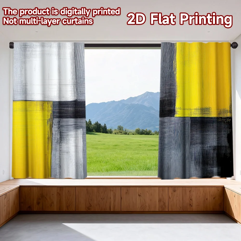 2D flat printing 2pcs Scene Curtains Yellow and Grey Blocks(1) Digital Printed Polyester Drapes Family Party Perfect for Event
2D flat printing 2pcs Scene Curtains Yellow and Grey Blocks(1) Digital Printed Polyester Drapes Family Party Perfect for Event