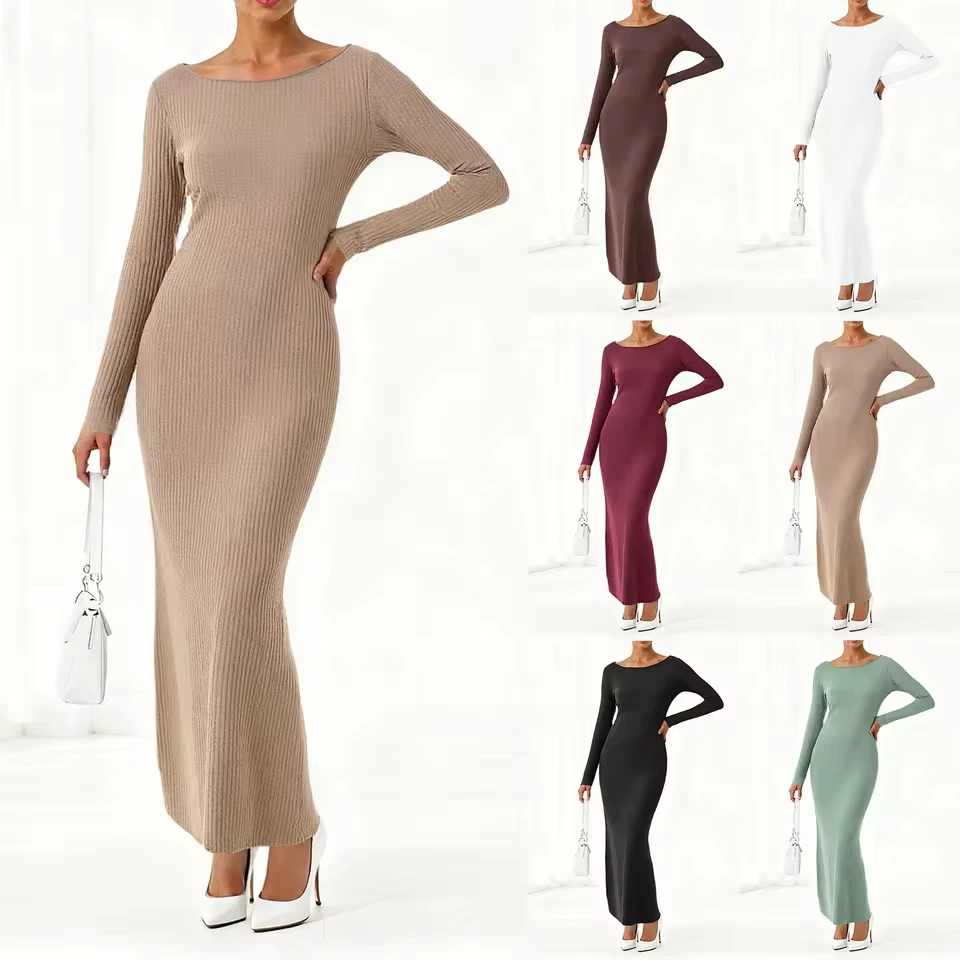 Ribbed Knit Boat Neck Bodycon Casual Dresses Women Fall Fashion Long Sleeve Maxi Dress Going Womens Summer Dresses
Ribbed Knit Boat Neck Bodycon Casual Dresses Women Fall Fashion Long Sleeve Maxi Dress Going Womens Summer Dresses