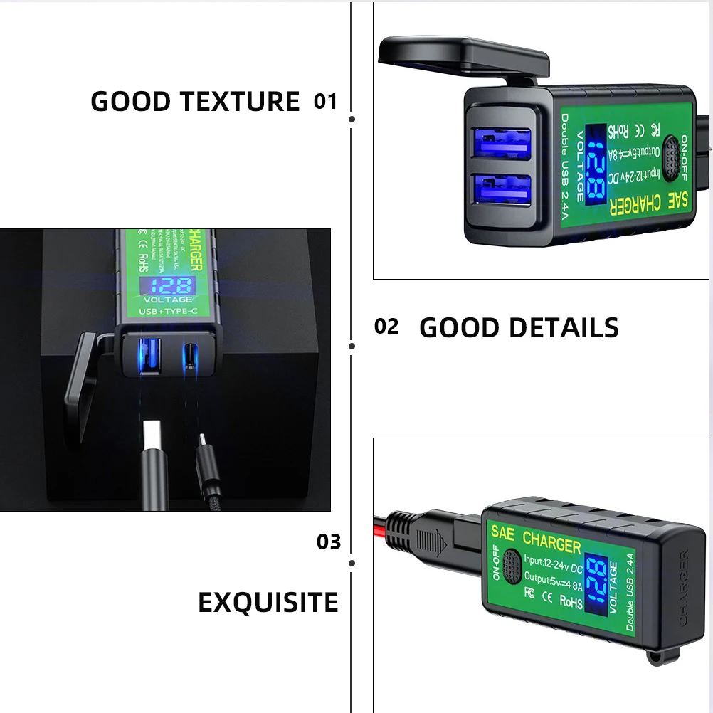 USB C Dual Port High Strength PC Plastic for Motorcycle Easy Install Outdoor Riding Portable Smartphone Charging
USB C Dual Port High Strength PC Plastic for Motorcycle Easy Install Outdoor Riding Portable Smartphone Charging