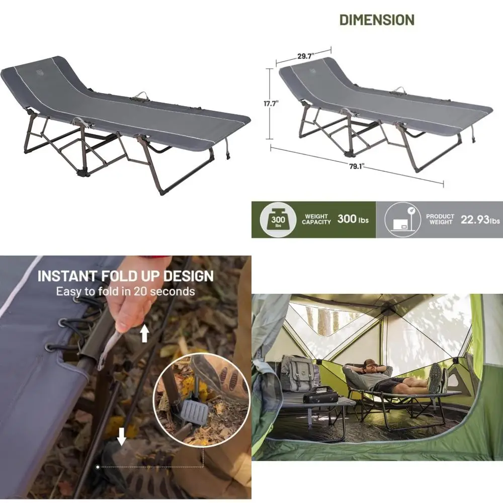 Portable XL Camping Cot for Adults - Fast Setup, Heavy Duty 300 lbs Support, Gray, Ultra-Comfortable Sleeping Solution
Portable XL Camping Cot for Adults - Fast Setup, Heavy Duty 300 lbs Support, Gray, Ultra-Comfortable Sleeping Solution