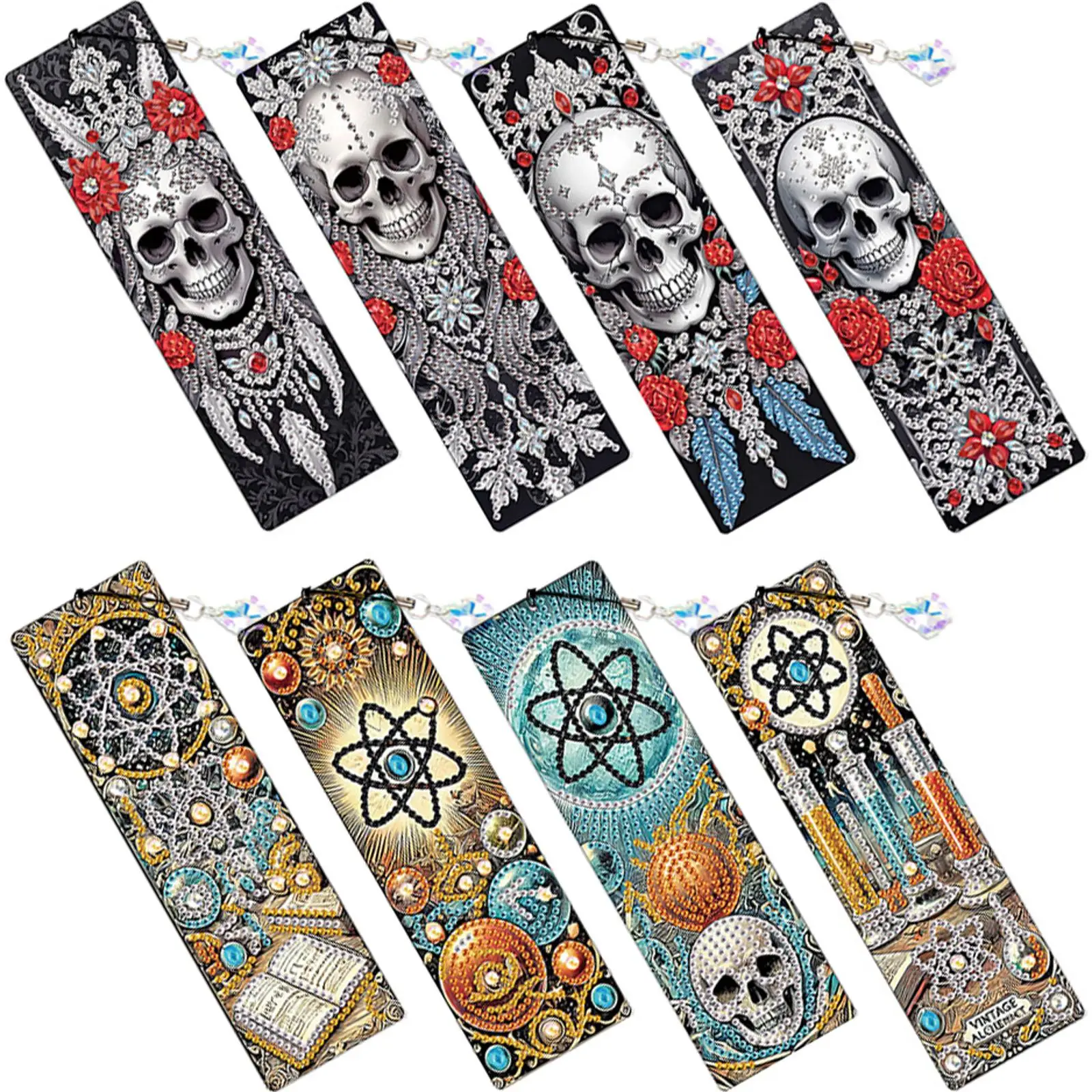 8Pcs DIY Skull Diamond Painting Art Bookmarks with Crystal Pendants for Gift
8Pcs DIY Skull Diamond Painting Art Bookmarks with Crystal Pendants for Gift