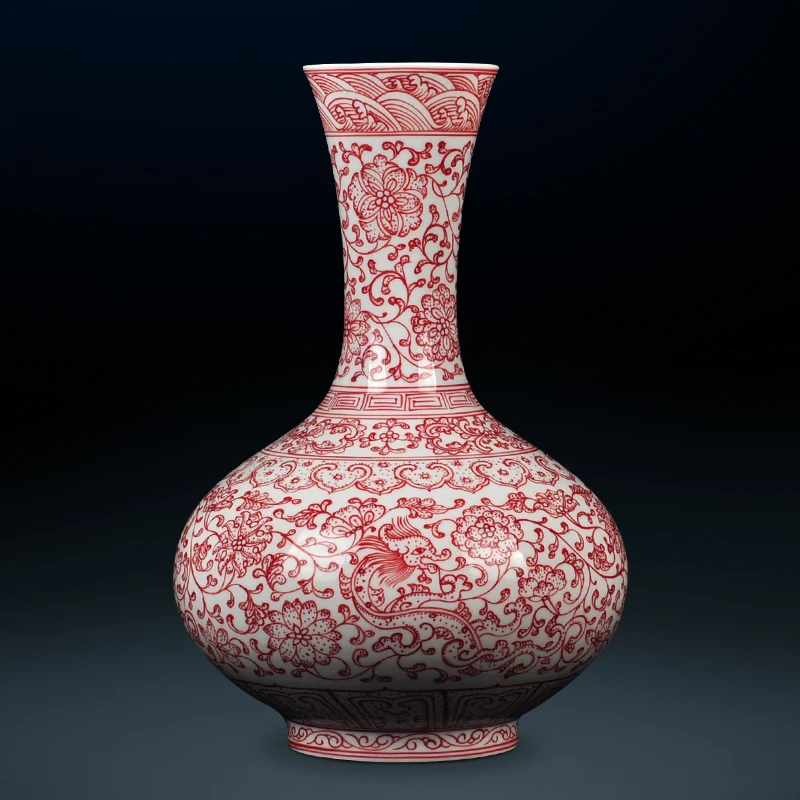 Vase ceramic underglazecolor redflower printing and dyeing antique hand-painted household hydroponic desktop ornament TV cabinet
Vase ceramic underglazecolor redflower printing and dyeing antique hand-painted household hydroponic desktop ornament TV cabinet