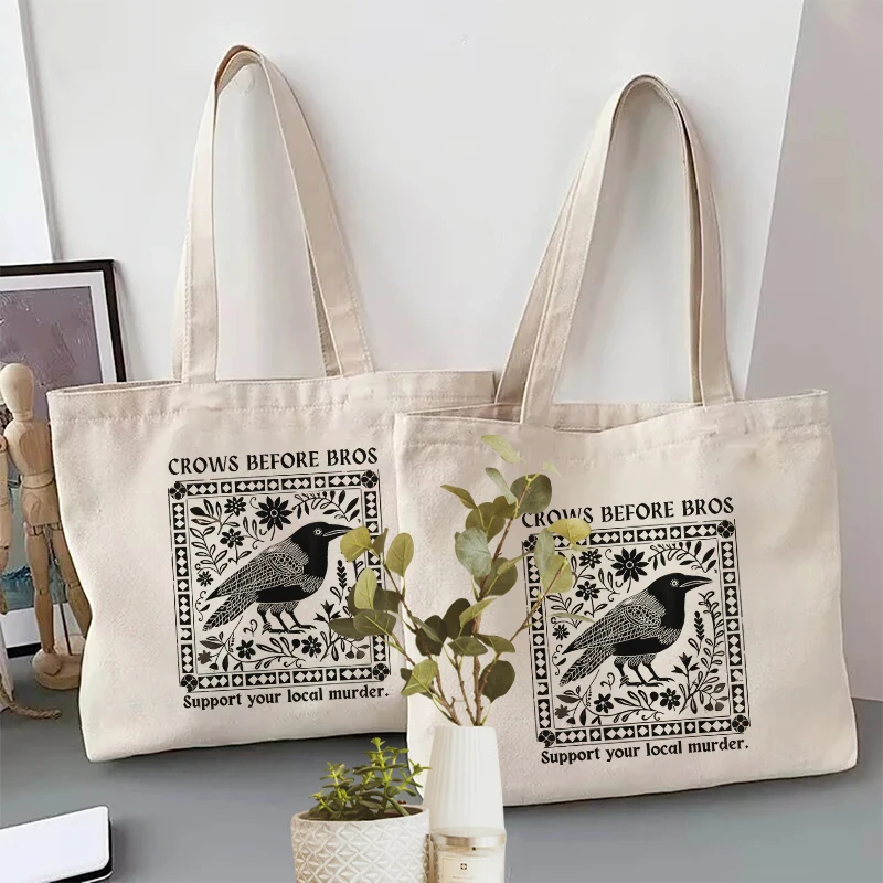 Gothic Crow Art Canvas Tote Bag Dark Humor Satirical Shopper Eco-Friendly Reusable Crow Culture Crossbody Bag for Indie Festival
Gothic Crow Art Canvas Tote Bag Dark Humor Satirical Shopper Eco-Friendly Reusable Crow Culture Crossbody Bag for Indie Festival