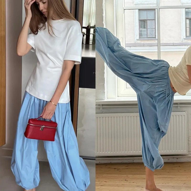 Women's Summer Loose Fit Bloomers Pants High Waist Pleated Trousers With Pockets New Patchwork Bandage Wide Leg Streetwear Style
Women's Summer Loose Fit Bloomers Pants High Waist Pleated Trousers With Pockets New Patchwork Bandage Wide Leg Streetwear Style