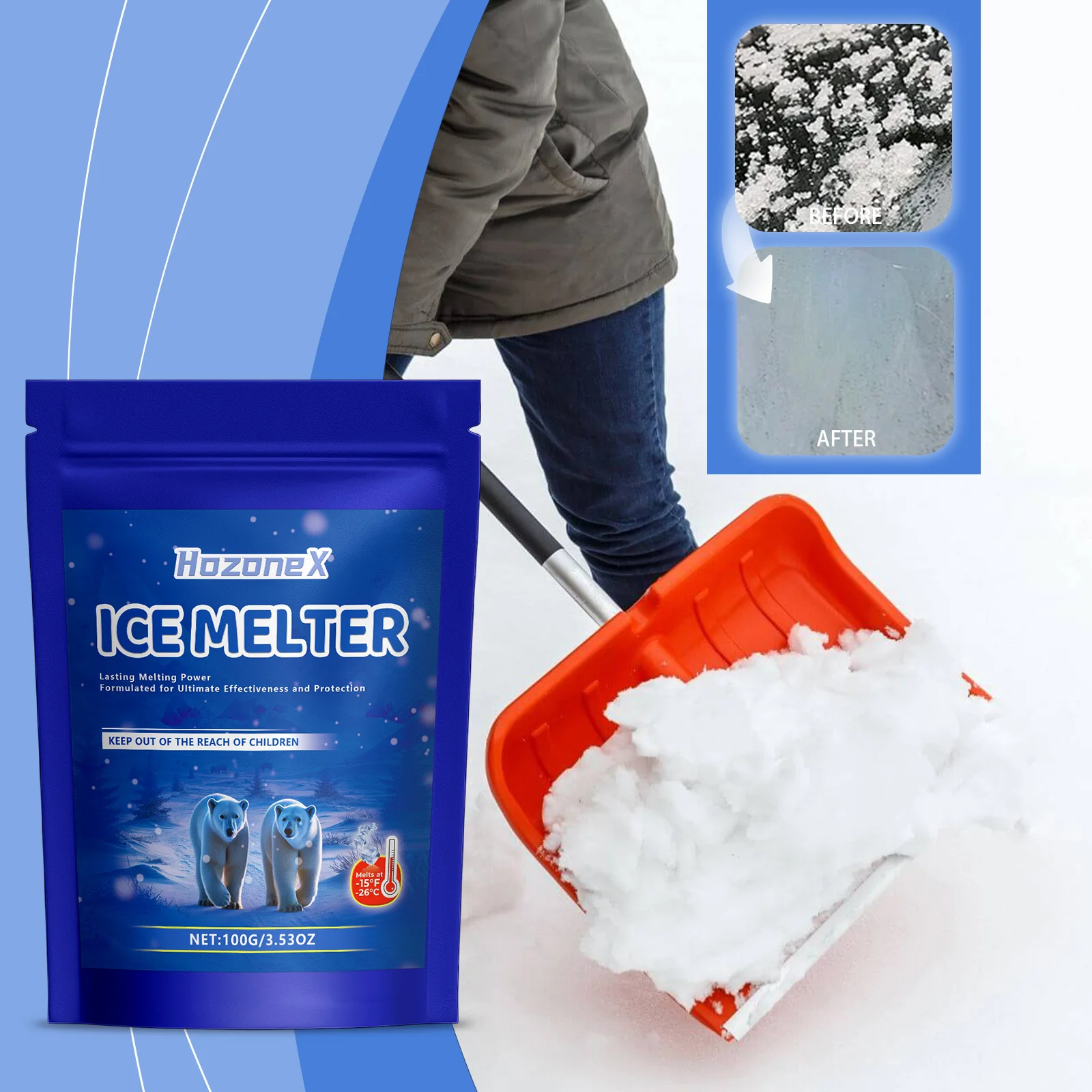 HozoneX Ice Melting Agent for Winter Snow Ice Cleaning, De Icing and Snow Melting Concrete, Low-Temperature Snow Melting Agent
HozoneX Ice Melting Agent for Winter Snow Ice Cleaning, De Icing and Snow Melting Concrete, Low-Temperature Snow Melting Agent