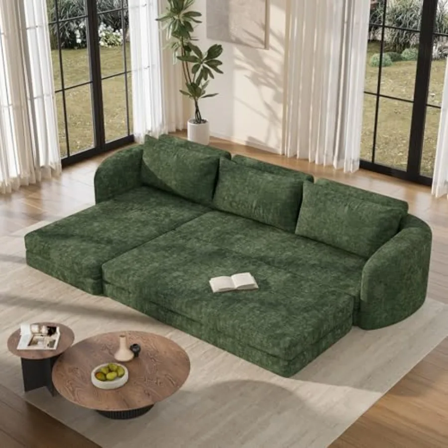 6 in 1 Convertible Folding Sleeper Sofa Bed, 110.2" Modular Sectional Sofa with Curved Armrest, Chenille Boneless Couch for Liv
6 in 1 Convertible Folding Sleeper Sofa Bed, 110.2" Modular Sectional Sofa with Curved Armrest, Chenille Boneless Couch for Liv
