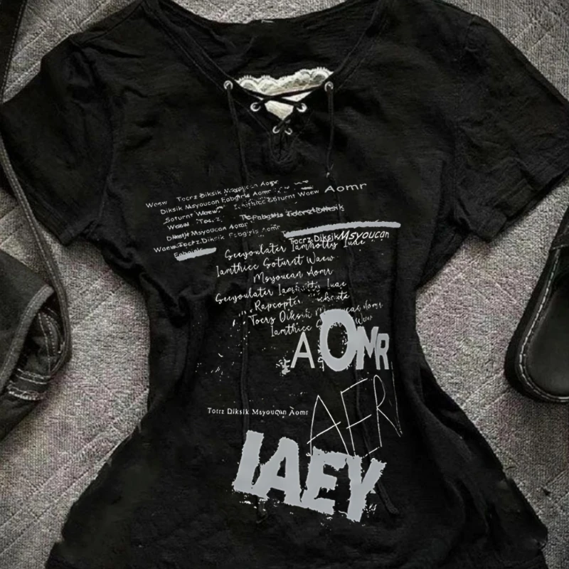 Y2k Letter Prints T-shirts Harajuku Vintage Punk Gothic Tops Women Streetwear Summer Grunge New Casual Slim Fit women clothes
Y2k Letter Prints T-shirts Harajuku Vintage Punk Gothic Tops Women Streetwear Summer Grunge New Casual Slim Fit women clothes