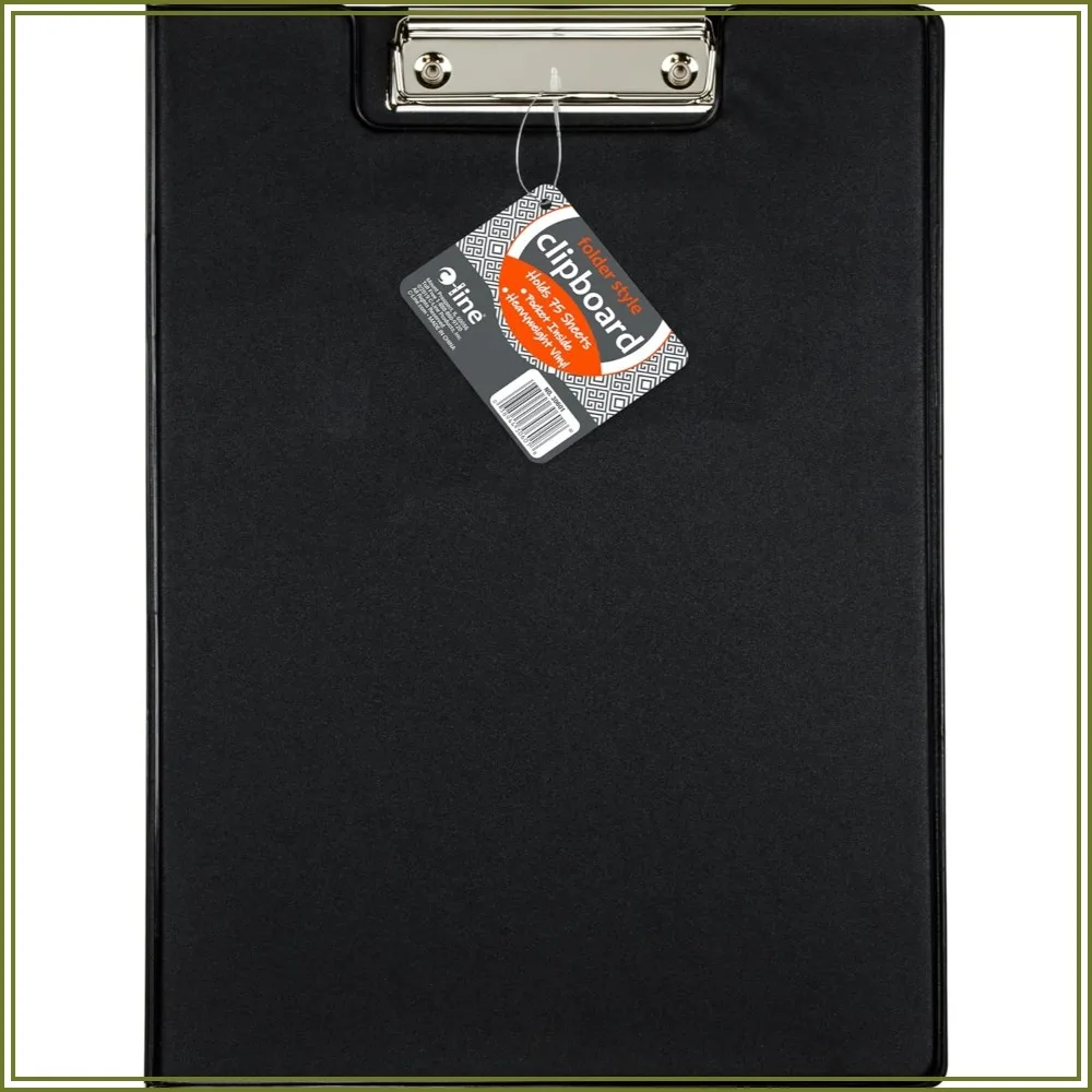 Letter Size Clipboard Folder, Holds 75 Sheets, Black, Durable Poly Cover
Letter Size Clipboard Folder, Holds 75 Sheets, Black, Durable Poly Cover