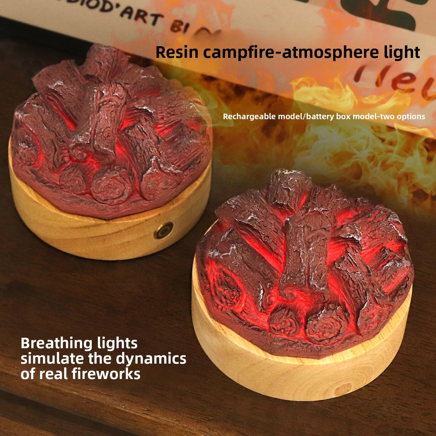 Cross-border bedside desktop decoration ornament night simulated flame breathing luminous resin bonfire atmosphere night light
Cross-border bedside desktop decoration ornament night simulated flame breathing luminous resin bonfire atmosphere night light