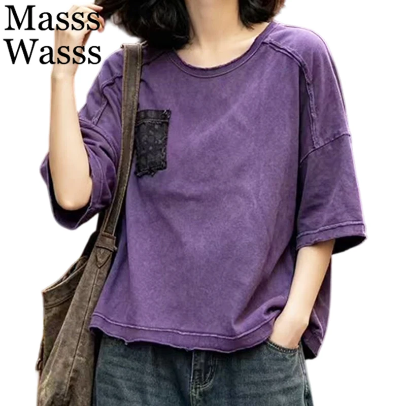 Masss Wasss 2026 British Design Leisure Tops Females Summer Vintage Loose O Neck T-Shirts Womens Classic Elegant Cotton Clothes
Masss Wasss 2026 British Design Leisure Tops Females Summer Vintage Loose O Neck T-Shirts Womens Classic Elegant Cotton Clothes