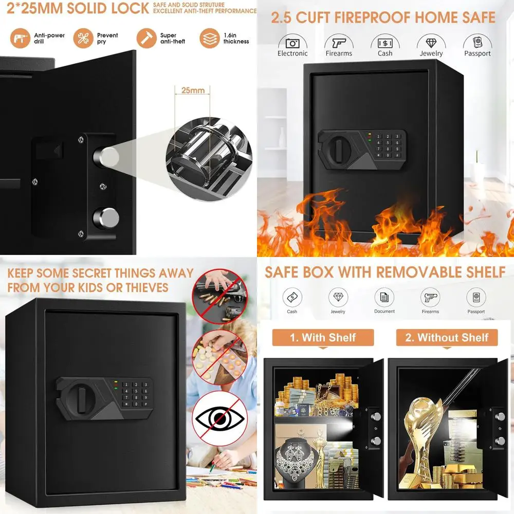 Большой домашний сейф с цифровым замком - огнестойкий и водонепроницаемый, для ценных вещей
Большой домашний сейф с цифровым замком - огнестойкий и водонепроницаемый, для ценных вещей